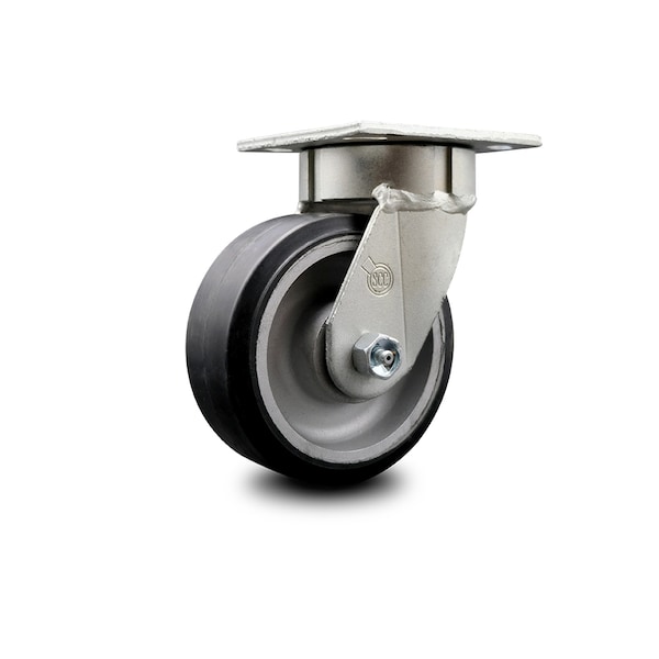 5 Inch Kingpinless Rubber on Aluminum Wheel Swivel Top Plate Caster SCC